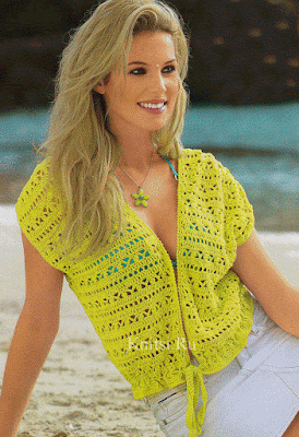 Летний ажурный жилет крючок