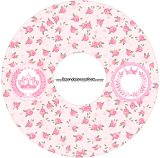 Pink Crown in Shabby Chic Free Printable  Candy Bar Labels.