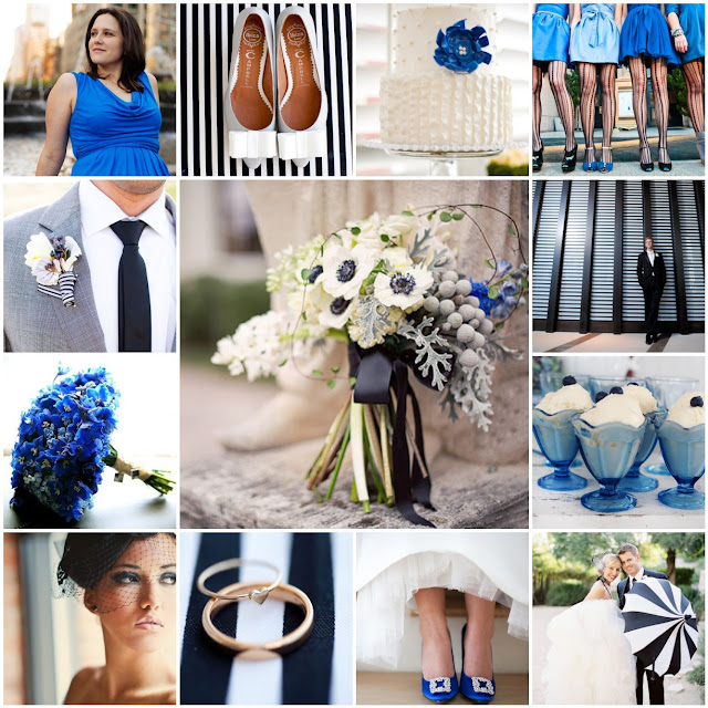 blue, black and white stripes wedding