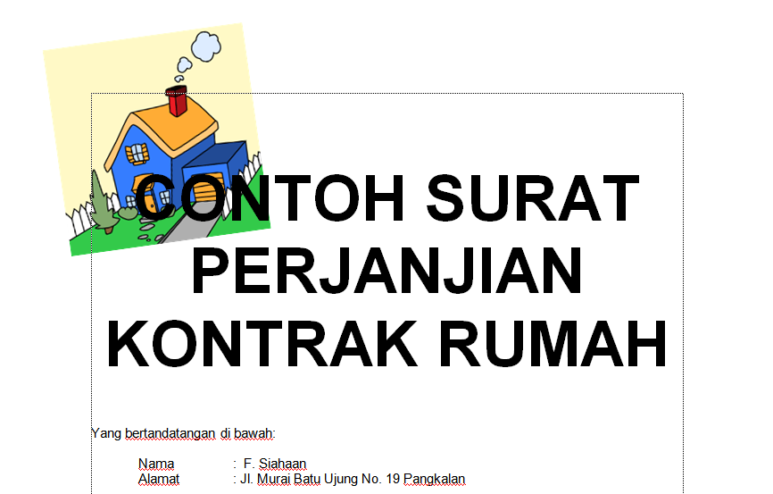 .doc CONTOH SURAT PERJANJIAN KONTRAK (SEWA) RUMAH ...