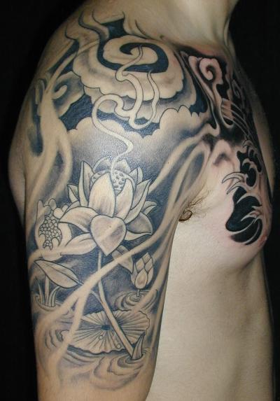 Sleeve tattoo designs black and grey samurai tattoo designs