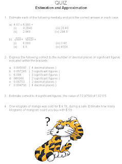 APPROXIMATION AND ESTIMATION WORKSHEET FOR SECONDARY