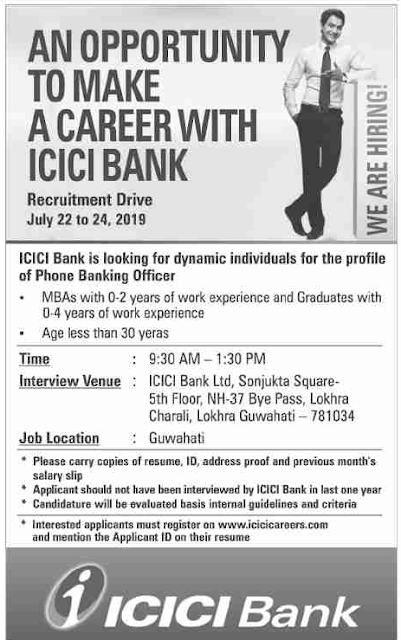 ICICI Bank Recruitment 2019 Official Notification