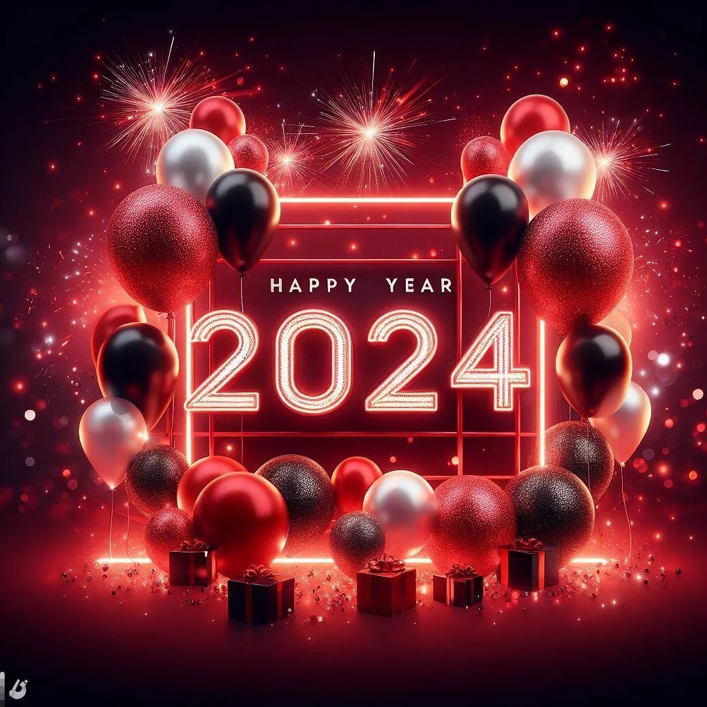 lovely happy new year 2024 image red