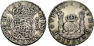 Moneda Real de a 8 del siglo XVIII