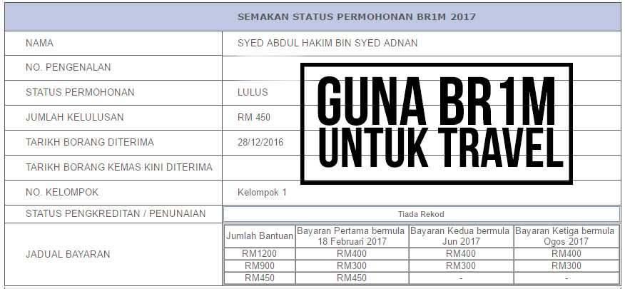 GUNA DUIT BR1M UNTUK TRAVEL