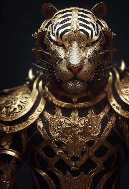 Anthropomorphic Majestic Tiger Knight Portrait