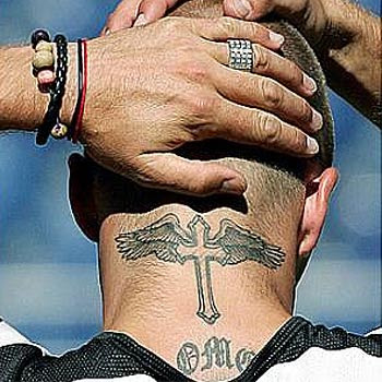 Beckham United on Of The Four By Six Inch Winged Cross Across The Back Of David Beckham