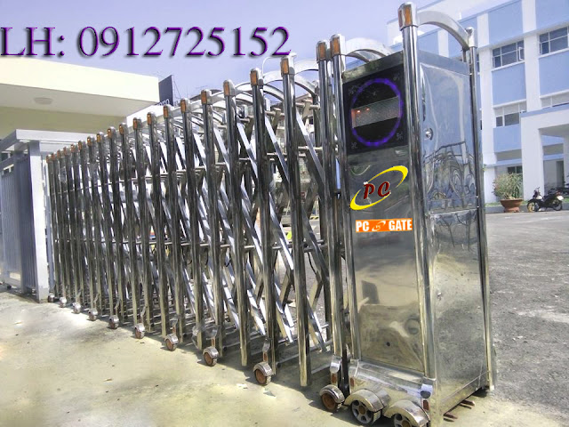 cổng xếp inox tự động ở đồng nai