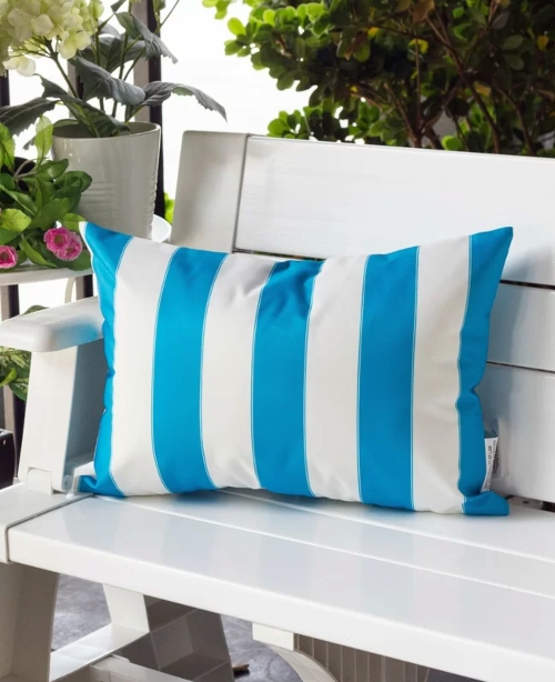 Blue Stripe Outdoor Pillows Coastal Summer Style