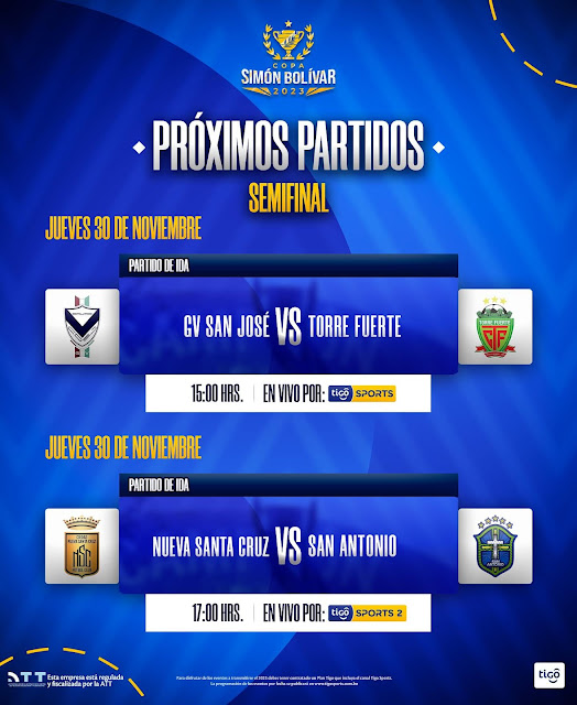 Programación Tigo Sports Partidos de Ida de las Semifinales de la Copa Simon Bolivar 2023