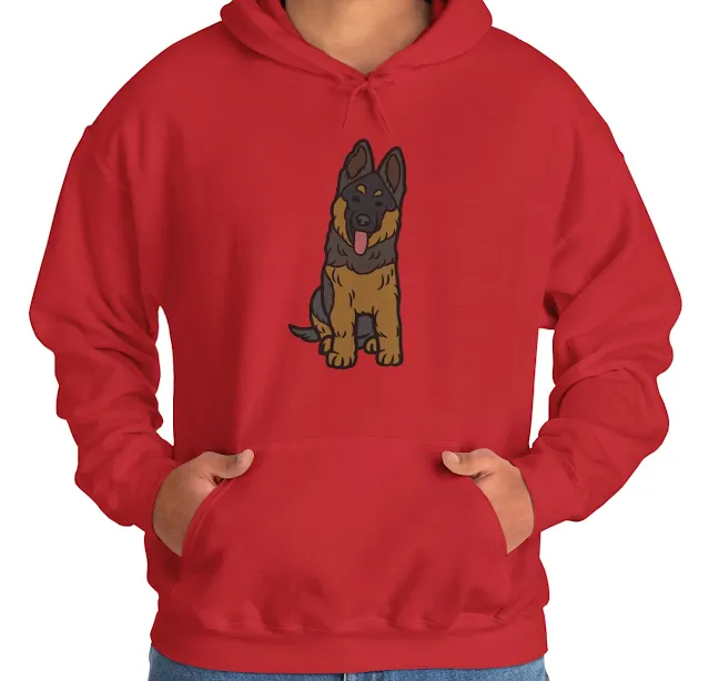 A Hoodie With Cute Long Coat Young Black and Red German Shepherd