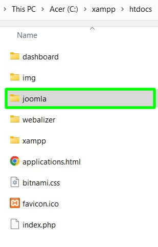 copying joomla installer inside xampp htdocs folder