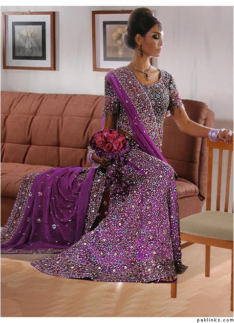 Traditional Indian Bridal Lengha in Purple
