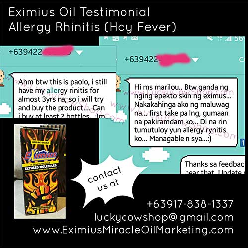 eximius oil testimonial allergic rhinitis hay fever