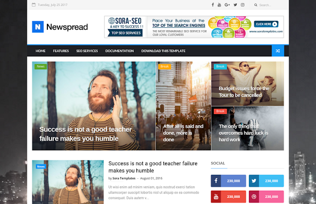 New Spread Blogger Template