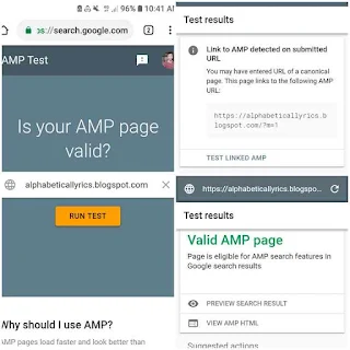 Google amp test validator 