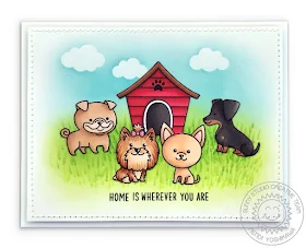 Sunny Studio Stamps: Puppy Dog Kisses & Puppy Parents Home Is Where You Card Dog House Card by Mendi Yoshikawa