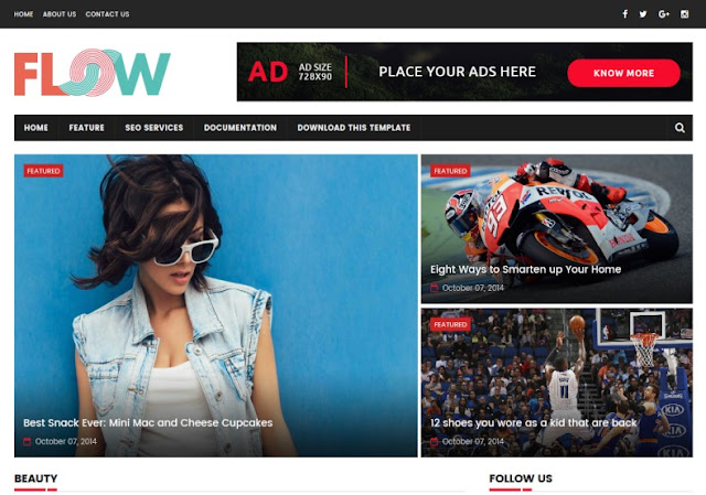 Free Download Flow SportsMag Blogger Template