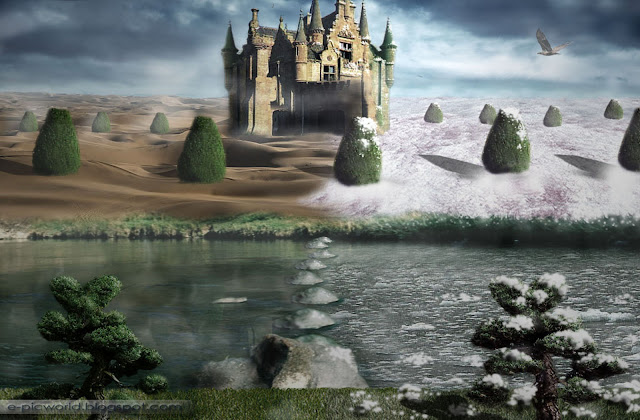 hot and cold matte painting wallpaper