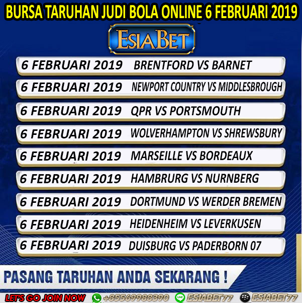 Jadwal Pertandingan Bola Tanggal 6 Februari 2019