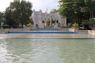Fountain and ponds in a park