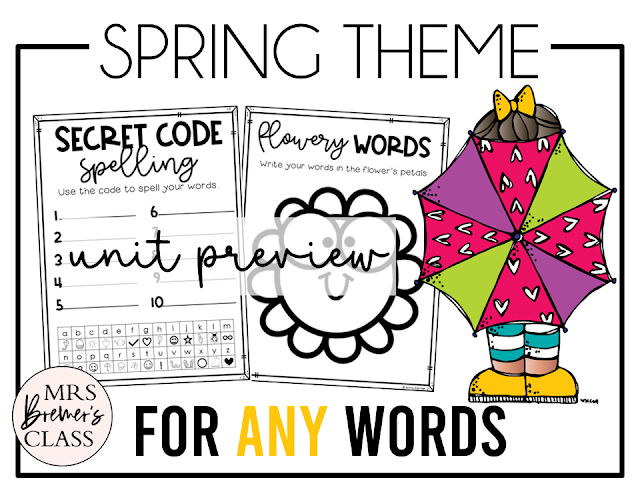 Spring themed spelling practice word work activities for ANY words in Kindergarten, First Grade, Second Grade, Third Grade