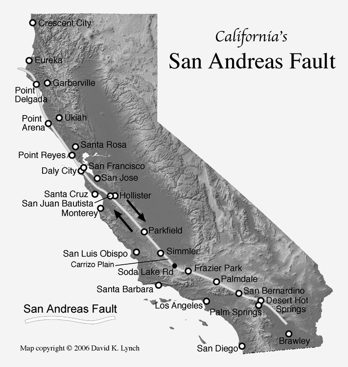 Map of the San Andreas Fault