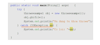 Sử dụng từ khóa throws trong lập trình java