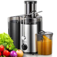 Qcen Juicer Machine, 500W Centrifugal Juicer Extractor with Wide Mouth 3” Feed Chute for Fruit Vegetable, Easy to Clean