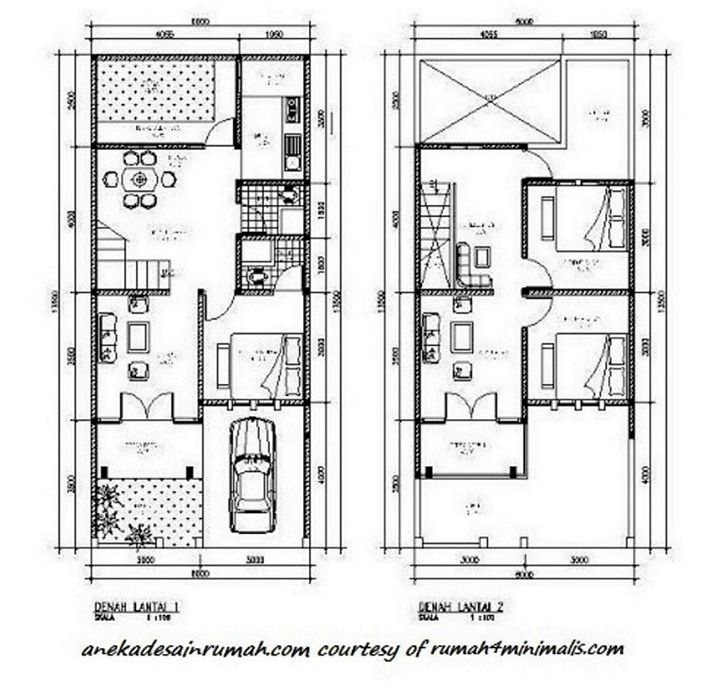 denah rumah minimalis 2 lantai menarik