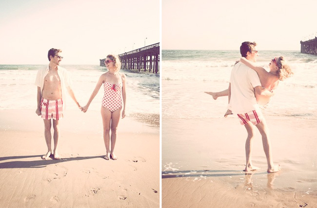 vintage beach engagement photos