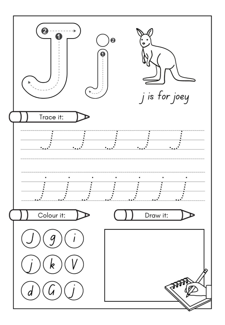 A to Z Tracing and Coloring Worksheets For Kids