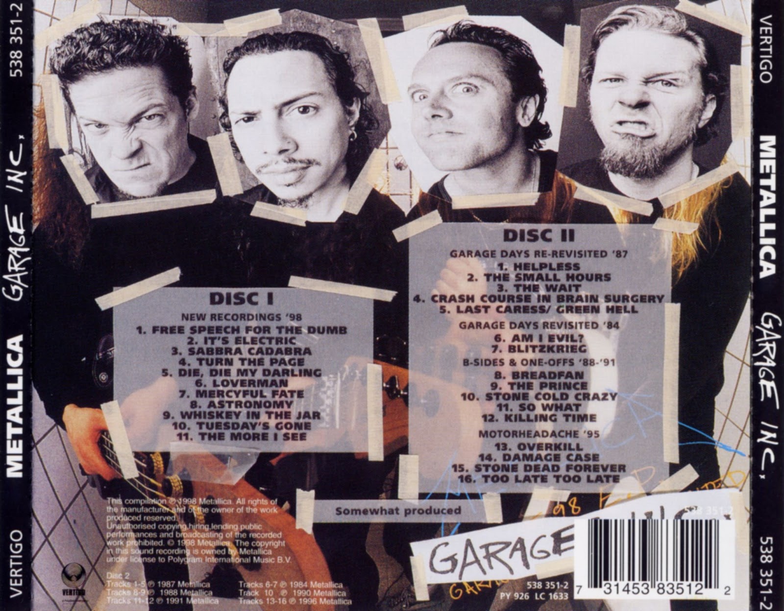 Classic Rock Covers Database: Metallica - Garage Inc.(1998)