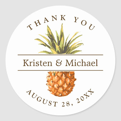  Tropical Pineapple Thank You Wedding Favor Classic Round Sticker