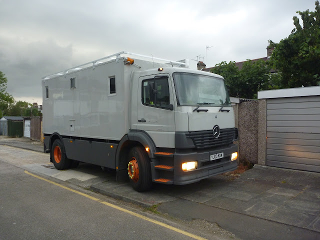 The bespoke galvanised roof rack, built by Brownchurch and fitted to Jim, a Mercedes Atego 1823