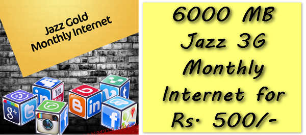 Get 6GB Monthly Jazz Internet for Rs. 500 Only