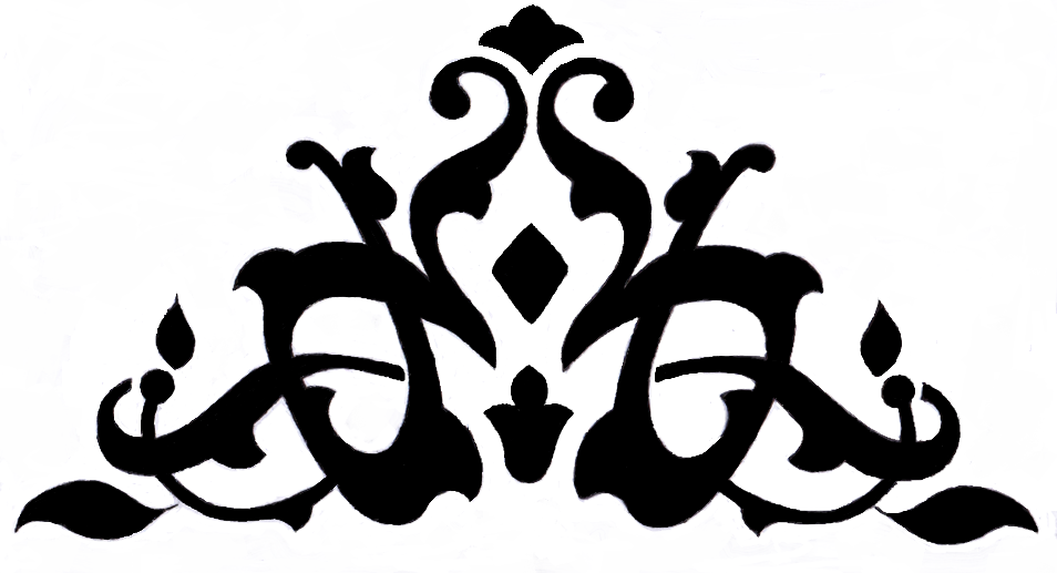 Contoh Ornamen bentuk menyudut tidak simetris (motif tumbuhan)