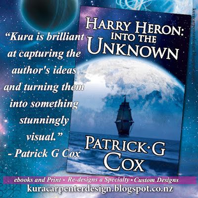 "Harry Heron: into the unknown", author Patrick G Cox, book cover designed by Kura Carpenter