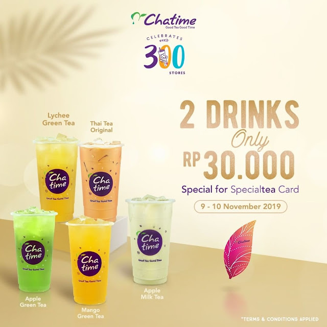 #Chatime - #Promo Special 300 Store Chatime Dapatkan 30K untuk 2 Cup (s.d 10 Nov 2019)