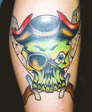 pirate ship tattoos. Pirate ship tattoo with skull