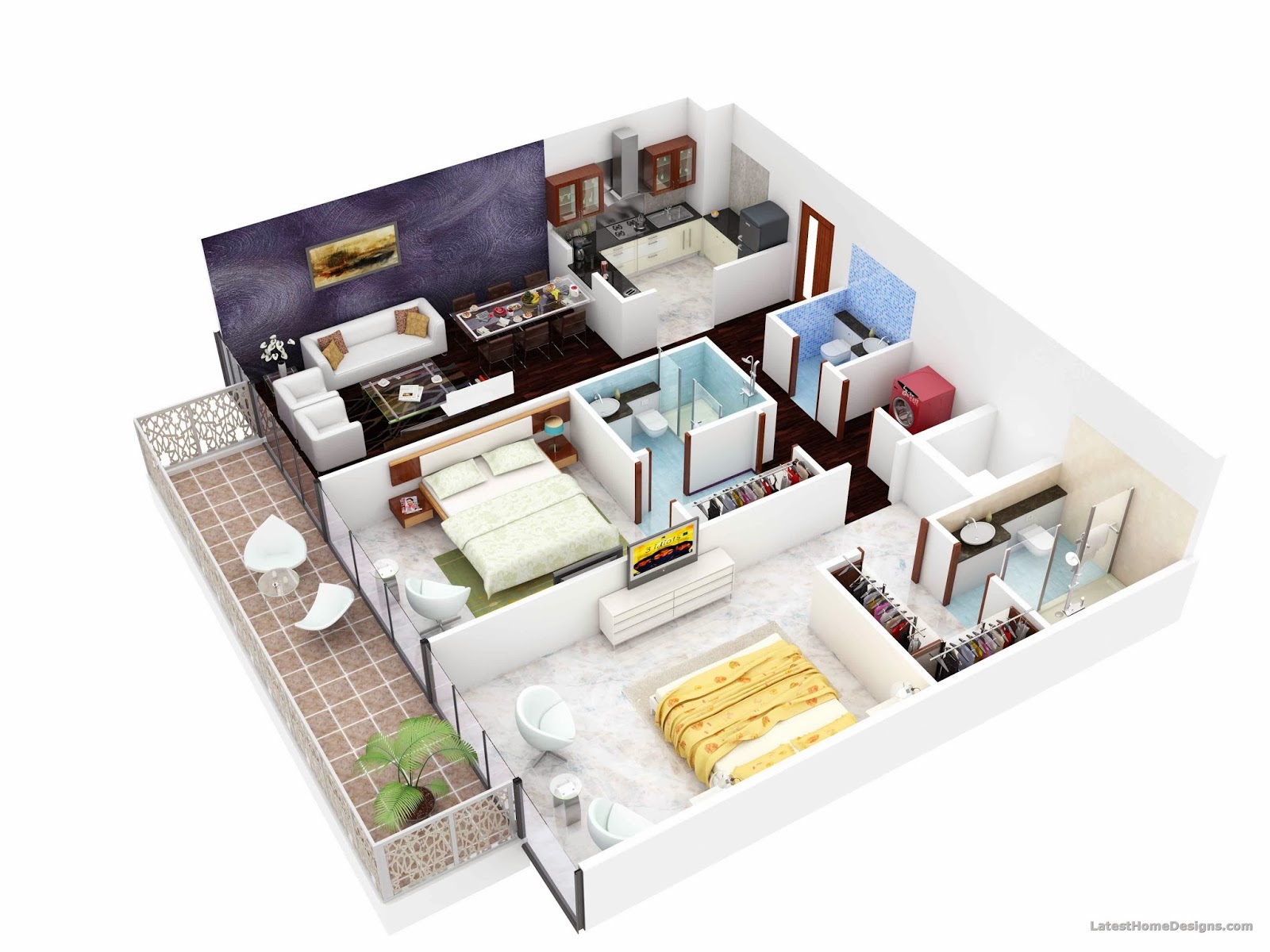 3 Bedroom Apartment Plans In India