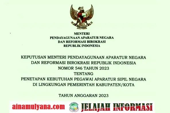 Penetapan Rincian Formasi Kebutuhan ASN PPPK Kota Jambi Tahun 2023 Pdf