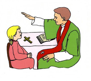 Clipart picture of girl praying and sacrament of reconciliation 
kids image