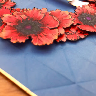 Side shot of card, showing flower depth.  Poppies for Memorial Day.