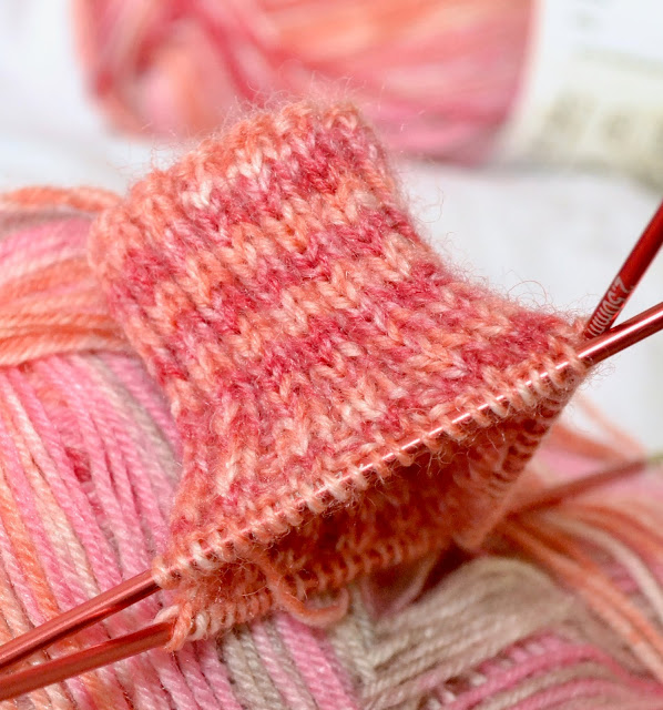 Sock Knitting in progress - Cuff in 2x2 Ribbing