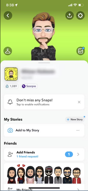 ملفي الشخصي على Snapchat