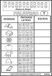 Sequência alfabética alfabetização letra T