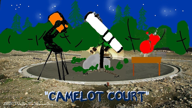 Graphic of O-Team members telescopes at Camelot Court