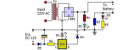 Low Cost Phone Battery Charger Circuit Diagram Schematic